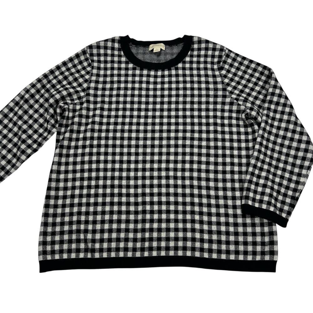 Appleseed’s Black White Mini Checkerboard 100% Cotton Crew Neck Sweater Size L
